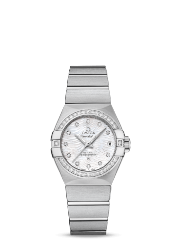 Omega Constellation Co-Axial 27 Brushed Stainless Steel / Diamond / White MOP